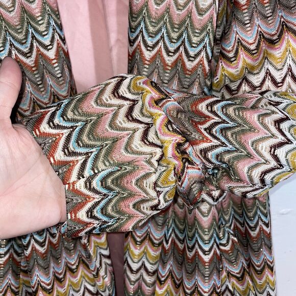 Anthropologie Hutch Keaton Sweater Coat Multicolor Knit Chevron Long Size XL - Picture 5 of 12